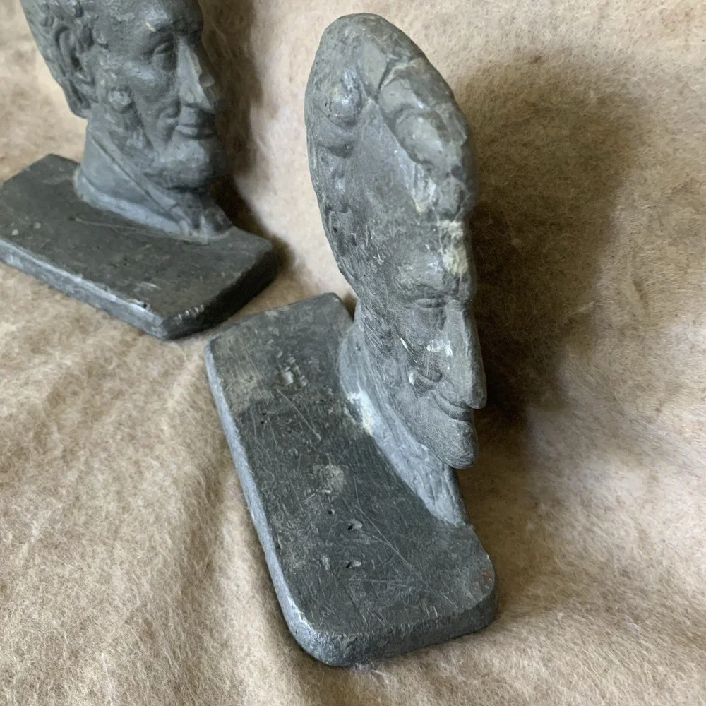 Abraham Lincoln Heavy Bookends Door‎ Stops Lead Metal Antique